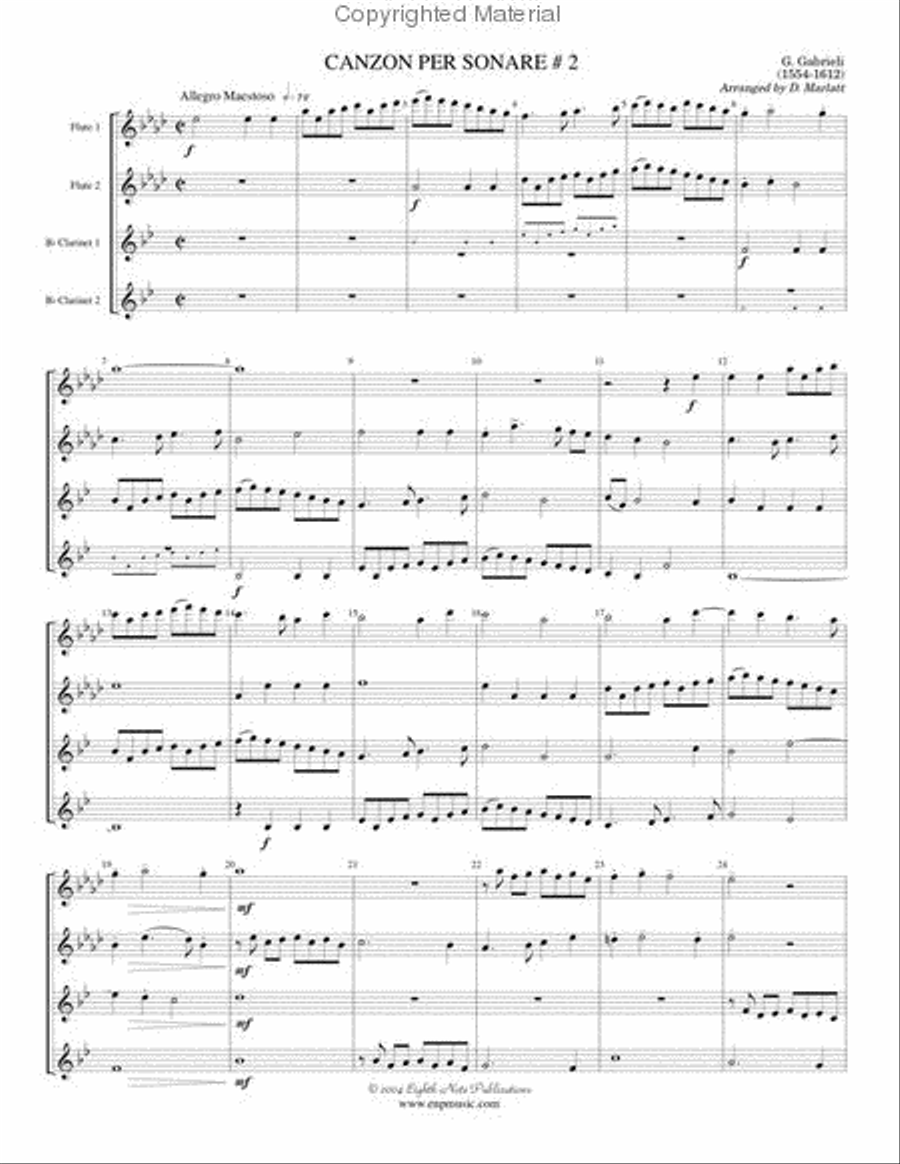 Canzon per Sonare #2 Woodwind Quartet scores gallery preview page 2