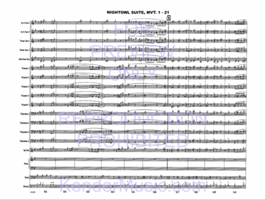 Nightowl Suite, Movement 1 (11 p.m. - Searching For Birdland) Jazz Ensemble scores gallery preview page 23