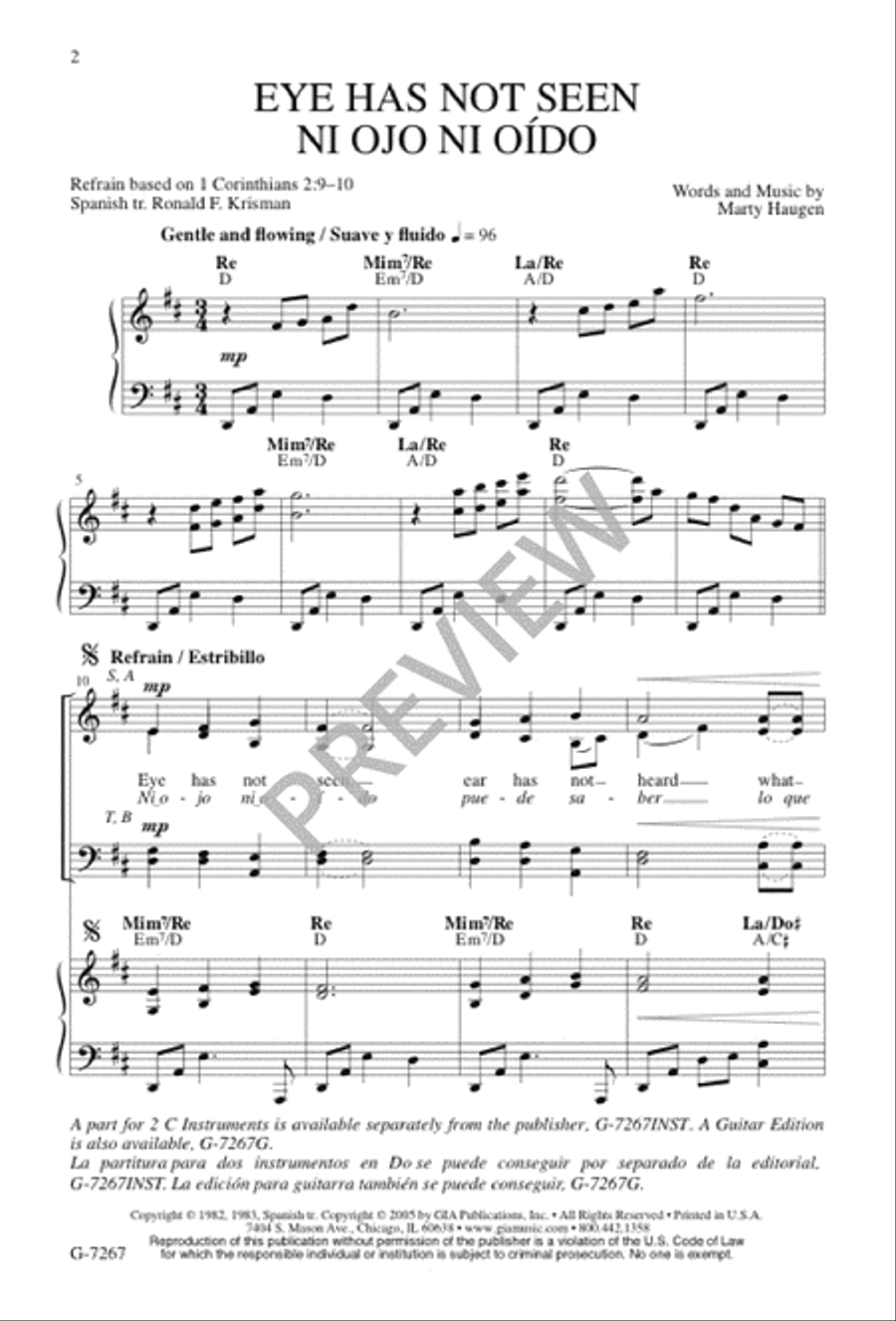 Eye Has Not Seen / Ni Ojo Ni Oído 4-Part scores gallery preview page 2