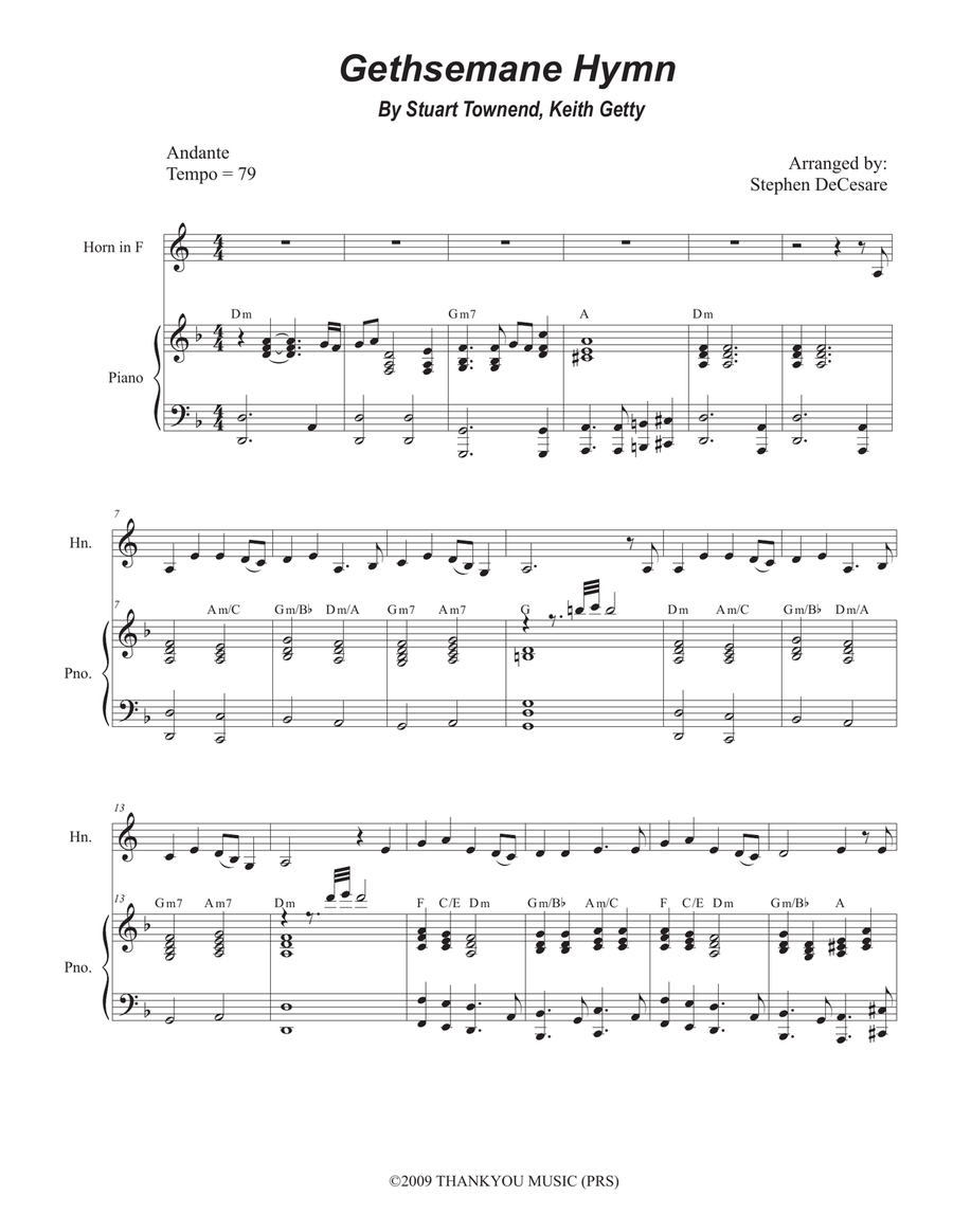 Gethsemane Hymn Piano scores gallery preview page 1