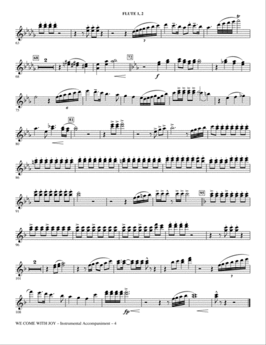 We Come With Joy Orchestration - Flute 1 & 2 Choir scores gallery preview page 4