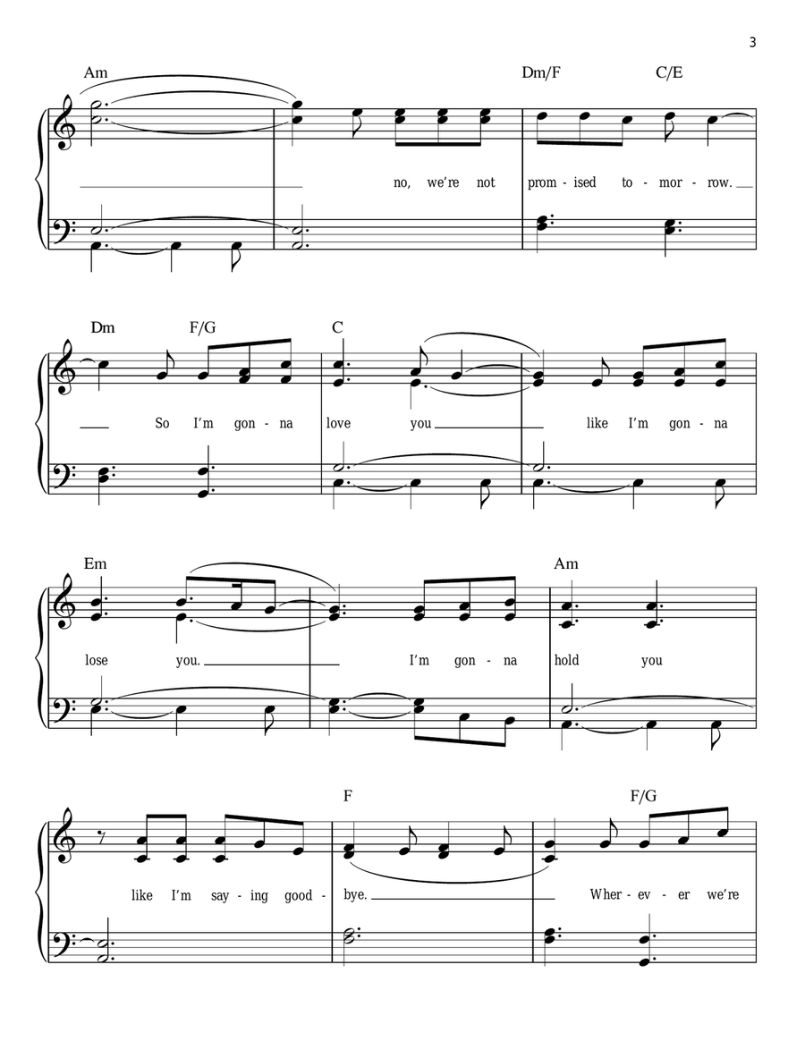Like I'm Gonna Lose You Easy Piano scores gallery preview page 3