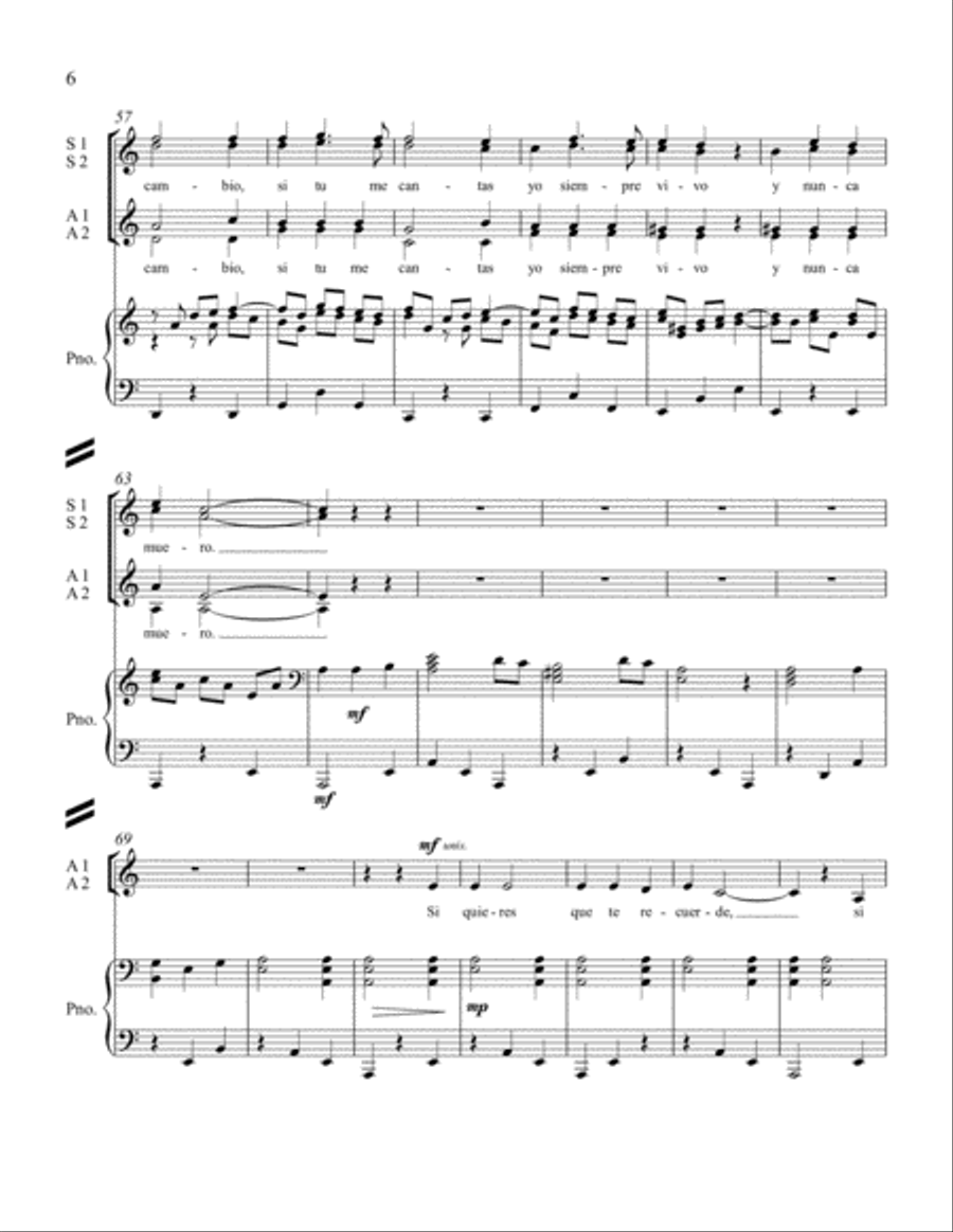 Three Mexican Folk Songs SSAA scores gallery preview page 6