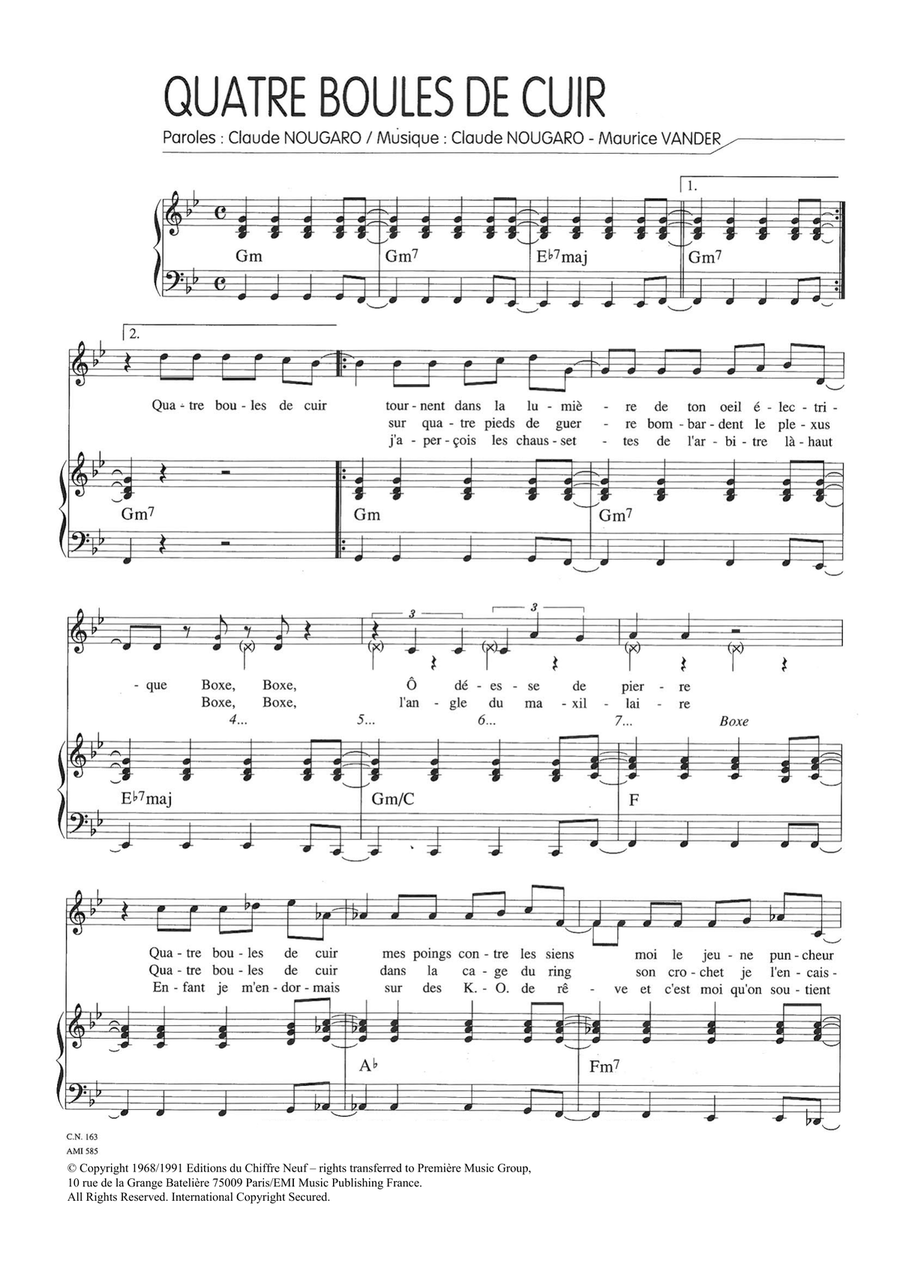 Quatre Boules De Cuir Piano, Vocal scores gallery preview page 1