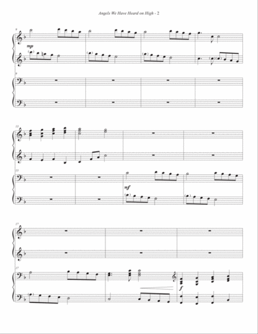 Angels We Have Heard on High (4-hand piano) Piano Accompaniment scores gallery preview page 3