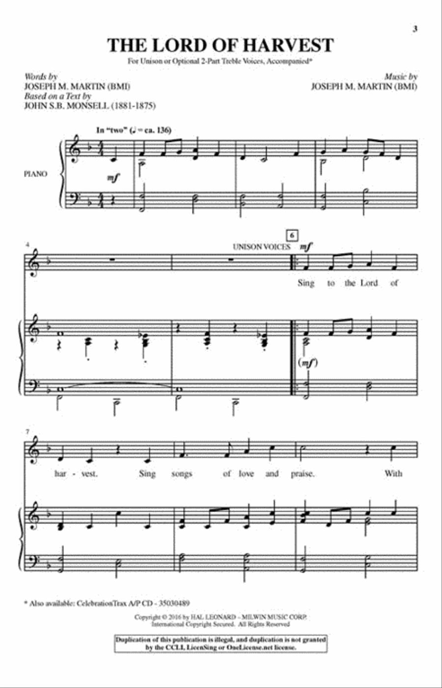 The Lord of Harvest The Lord of Harvest Unison Choir scores gallery preview page 2