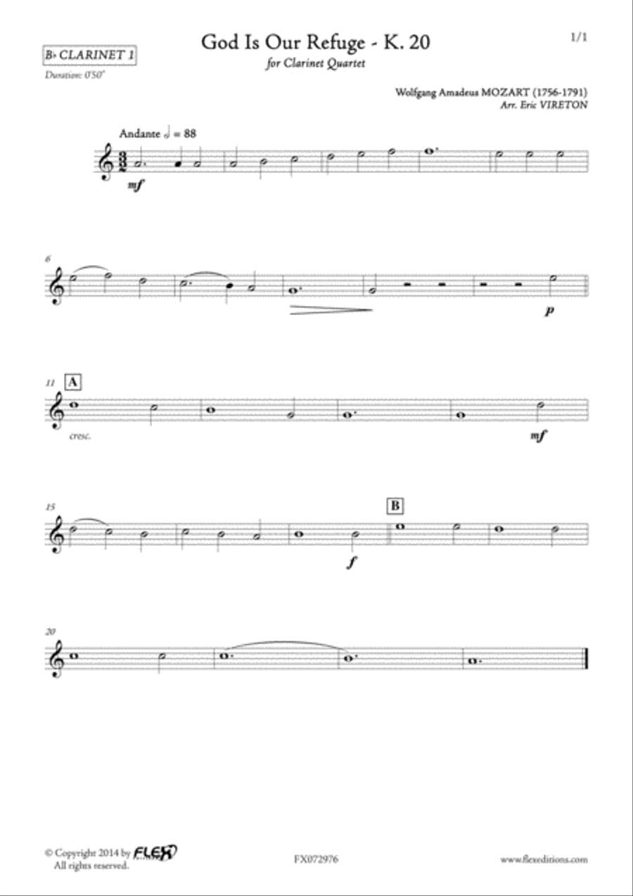 God Is Our Refuge K. 20 God Is Our Refuge K. 20 Clarinet Quartet scores gallery preview page 4