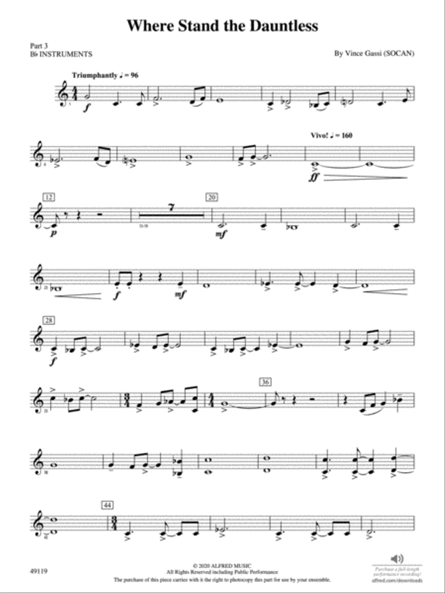 Where Stand the Dauntless: Part 3 - B-flat Instruments Concert Band scores gallery preview page 1