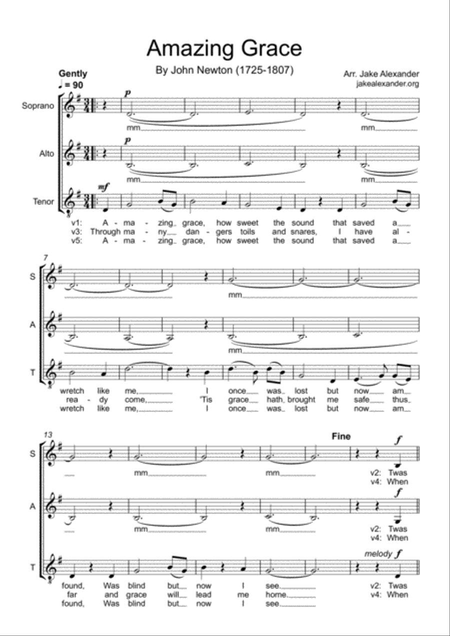 Amazing Grace - SAT a cappella