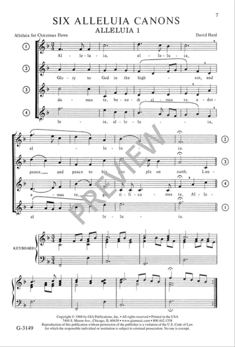 Six Alleluia Canons 4-Part scores gallery preview page 8