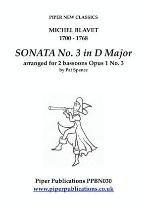 Book cover for BLAVET SONATA No. 3 in D MAJOR for 2 bassoons