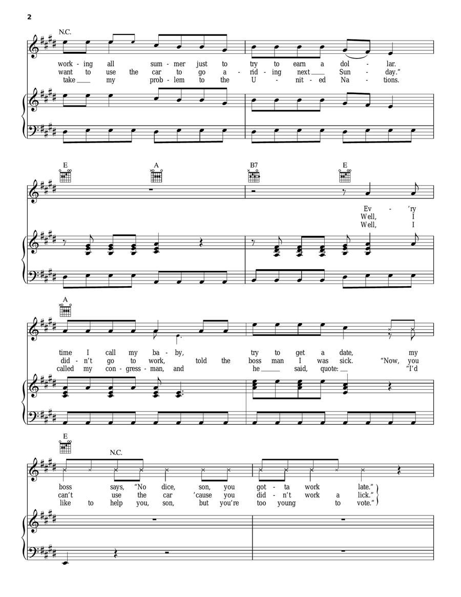 Summertime Blues Summertime Blues Piano, Vocal, Guitar scores gallery preview page 2
