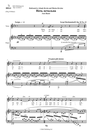 Noch' pechal'na, Op. 26 No. 12 (G minor)