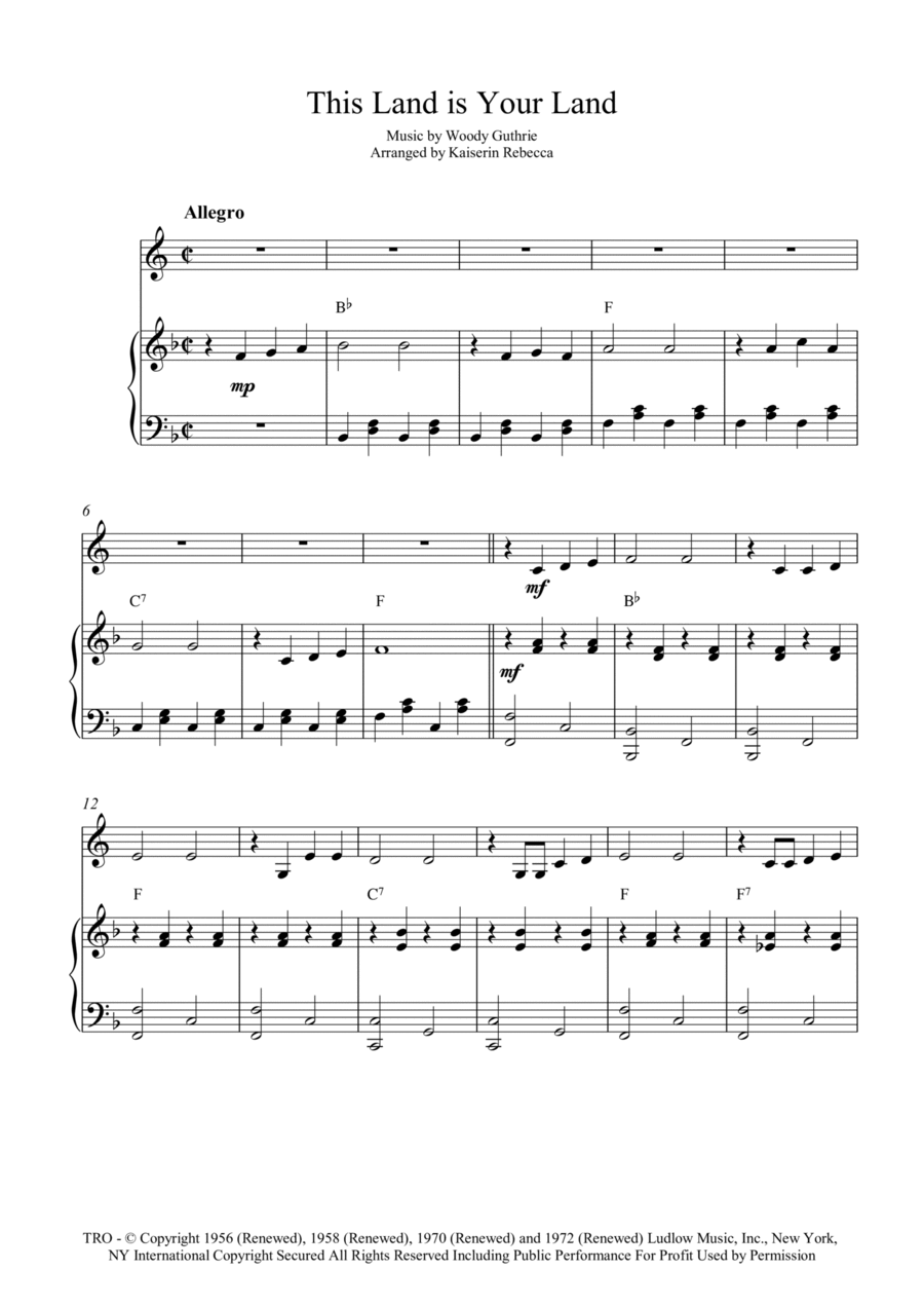 This Land Is Your Land This Land Is Your Land Horn scores gallery preview page 1