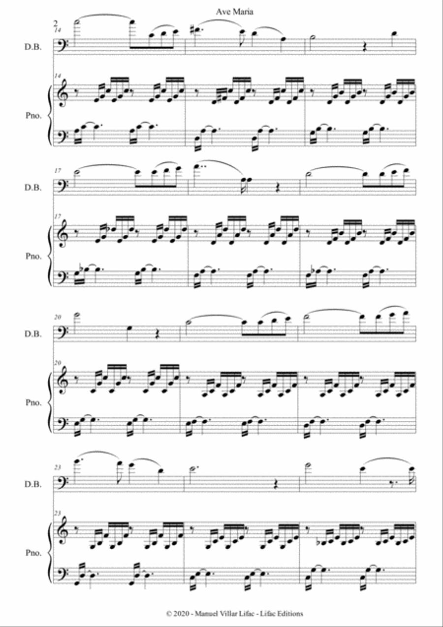 Ave Maria - Double Bass and Piano Duet - J.S. Bach & Charles Gounod Double Bass scores gallery preview page 2
