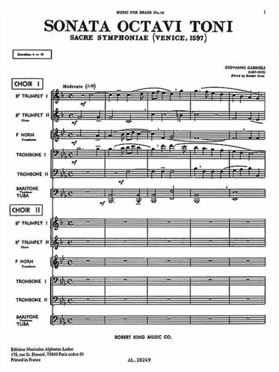 Sonata Octavi Toni Brass Ensemble Sc/pts Mfb 10