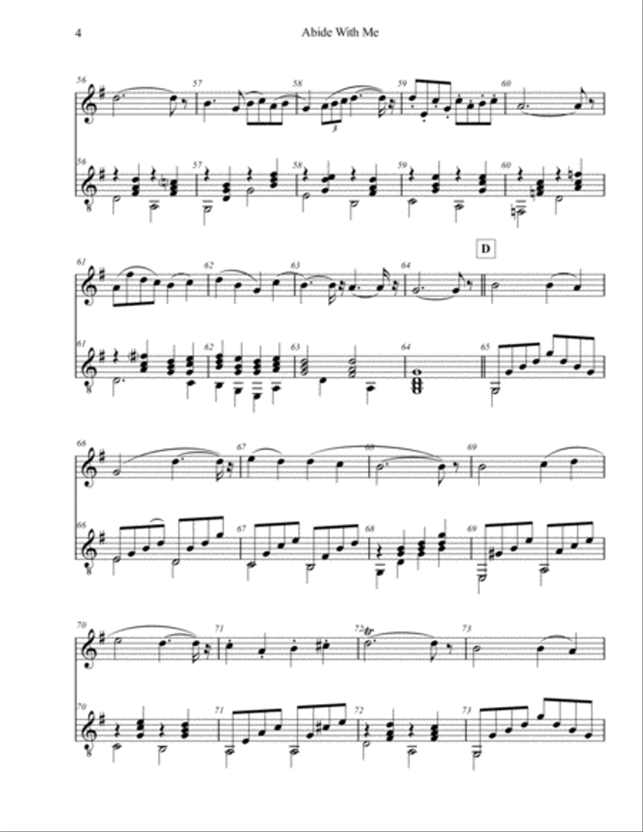 Abide with Me for Flute (C instrument) and Guitar Flute scores gallery preview page 5