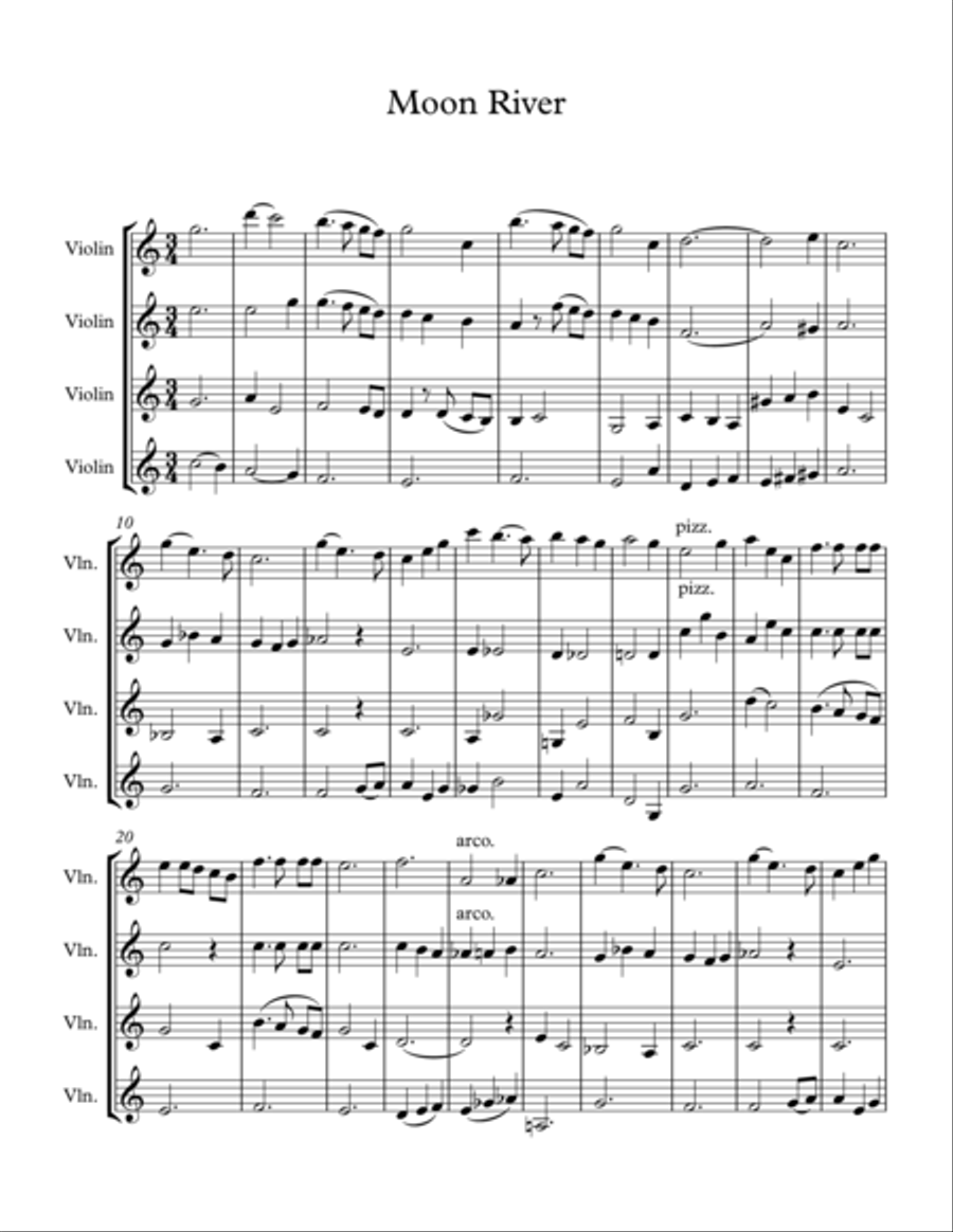 Moon River String Quartet scores gallery preview page 1
