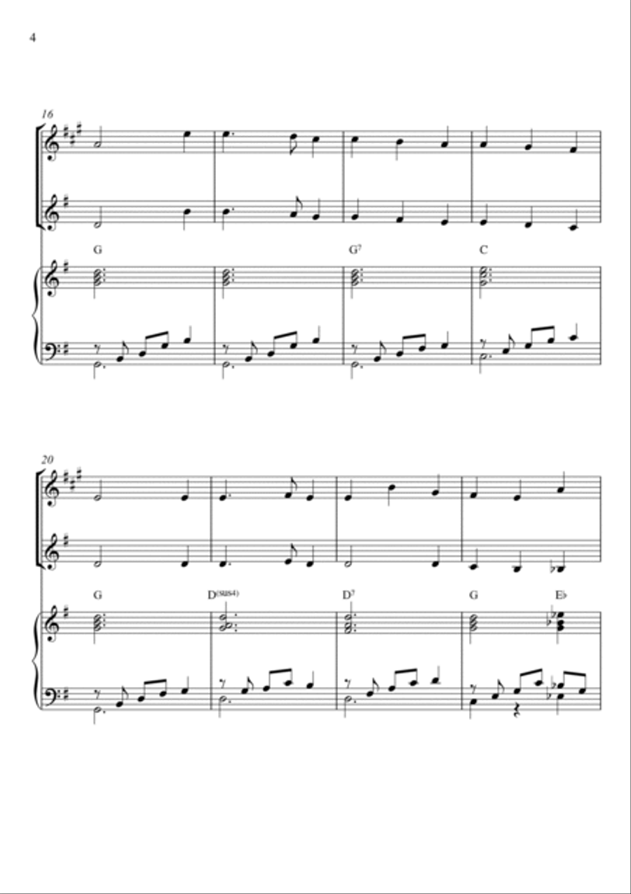 Traditional - Away In A Manger (Trio Piano, Trumpet and Violin) with chords Small Ensemble scores gallery preview page 4