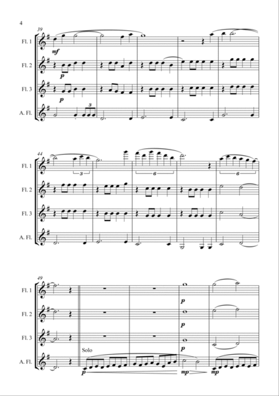Time To Say Goodbye Flute Quartet scores gallery preview page 6