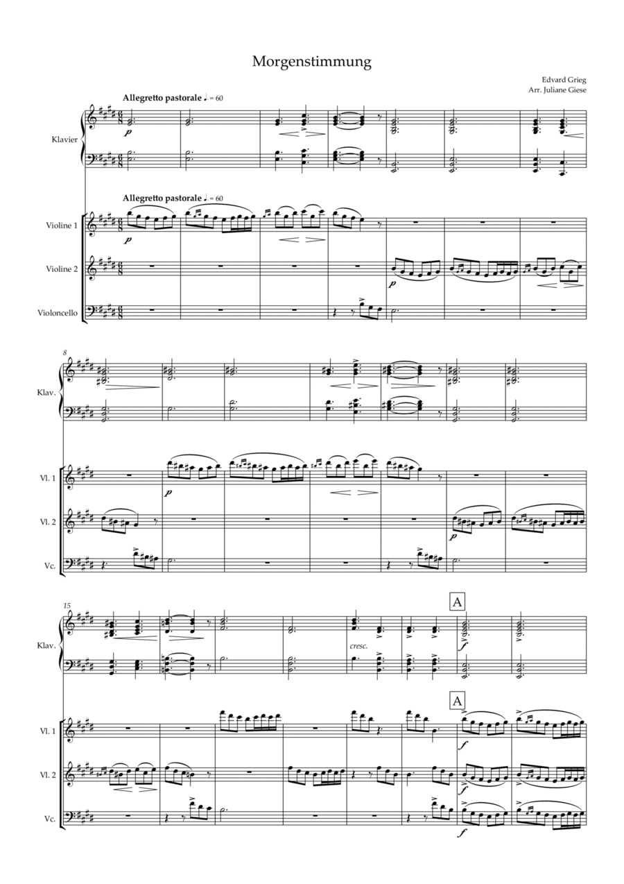 Morgenstimmung / Morning mood Piano Trio scores gallery preview page 1
