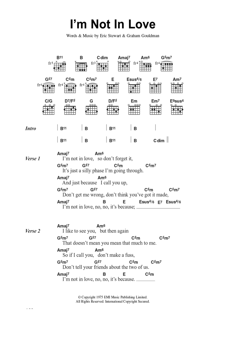 I'm Not In Love Acoustic Guitar scores gallery preview page 1