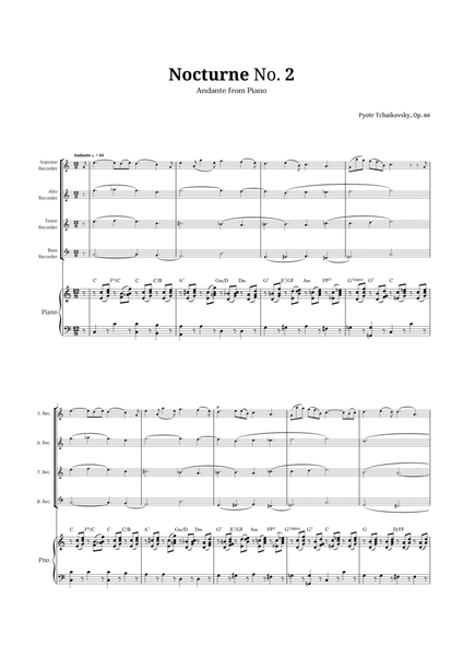 Nocturne by Chopin for Recorder Quartet and Piano image number null