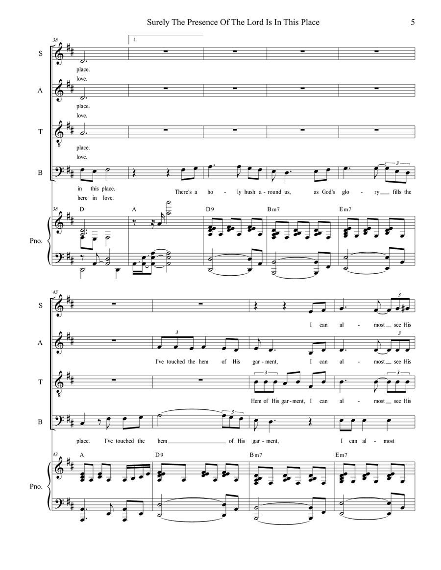 Surely The Presence Of The Lord Is In This Place 4-Part scores gallery preview page 5