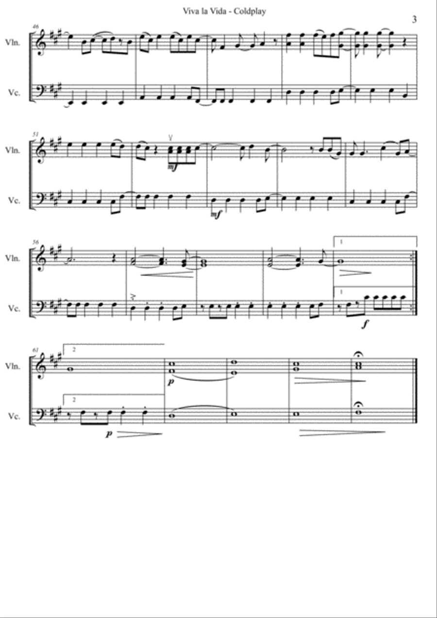 Viva La Vida Set of Parts scores gallery preview page 3