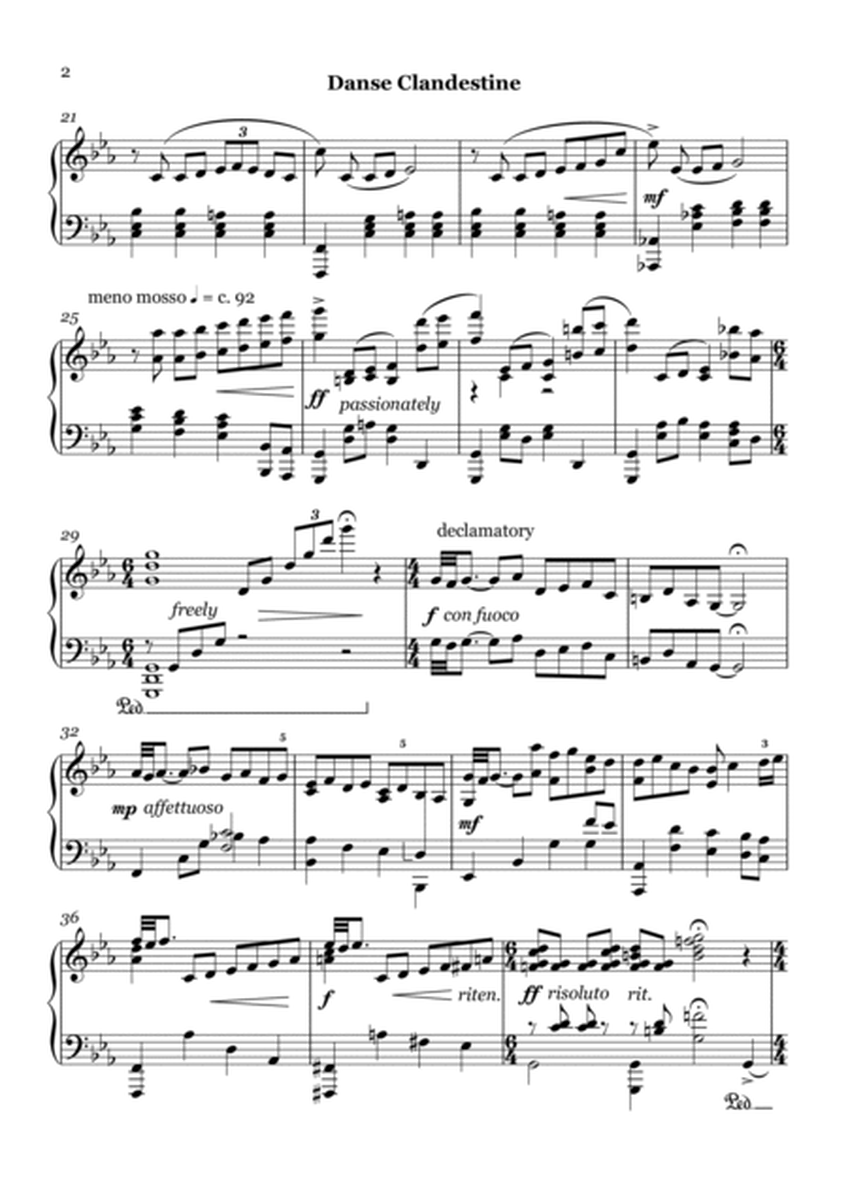 Danse Clandestine (Solo piano piece Grade 7-8 standard)