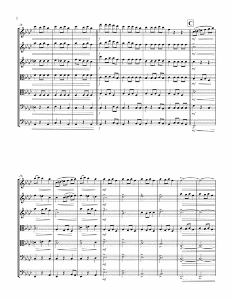 Carol of the Bells (F min) (String Septet - 3 Violin, 2 Viola, 2 Cello) Cello scores gallery preview page 2