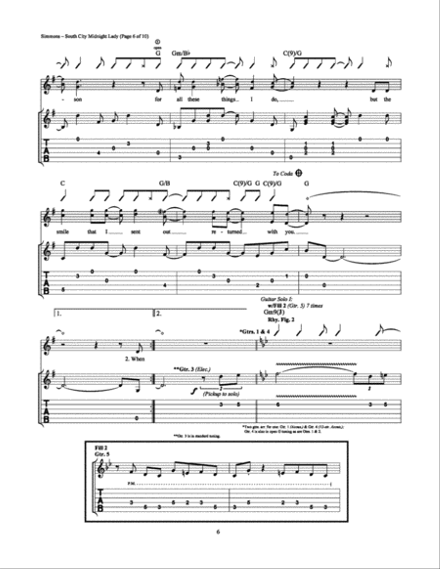 South City Midnight Lady South City Midnight Lady Electric Guitar scores gallery preview page 6
