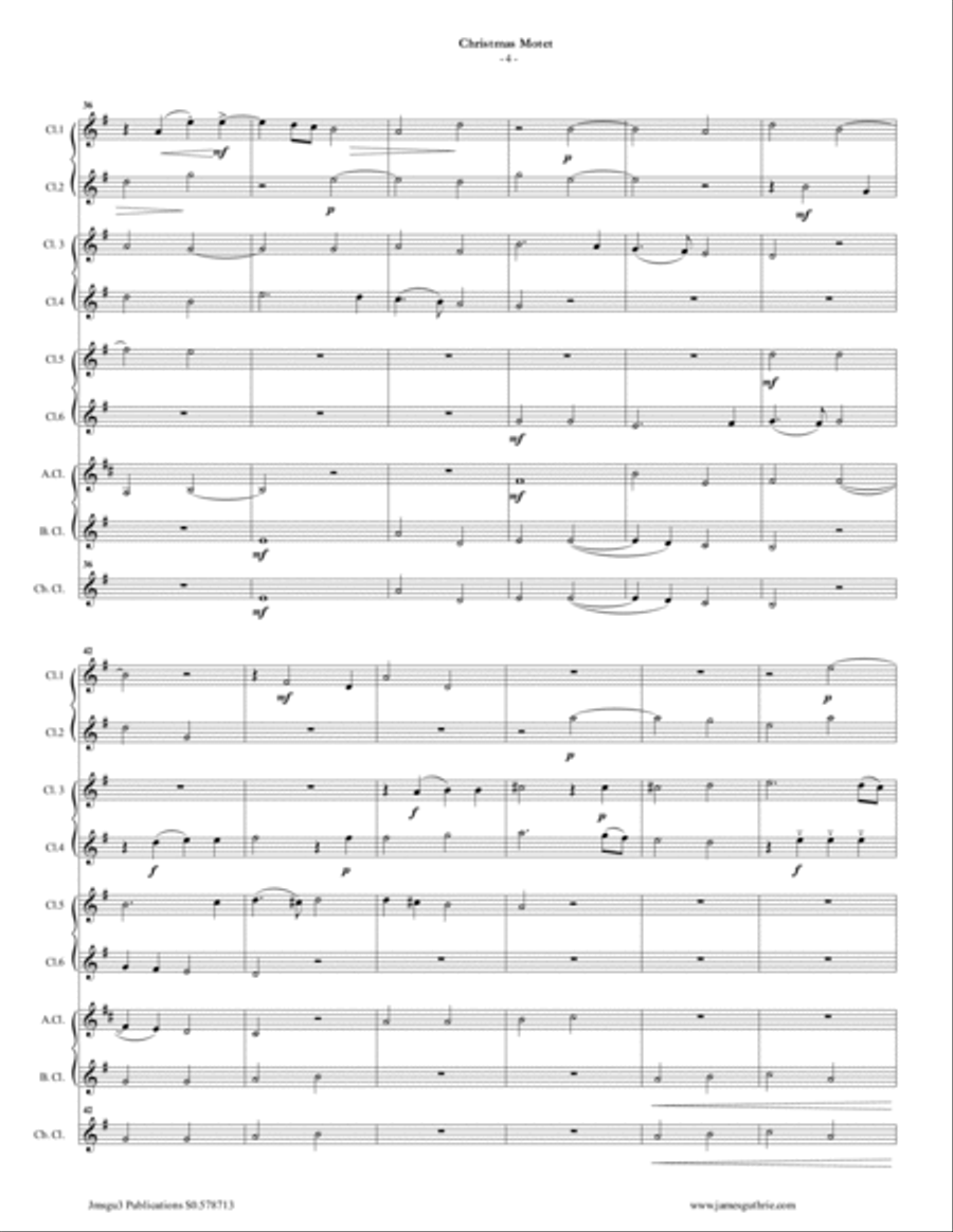 Mouton: Christmas Motet for Clarinet Choir Clarinet Choir scores gallery preview page 4