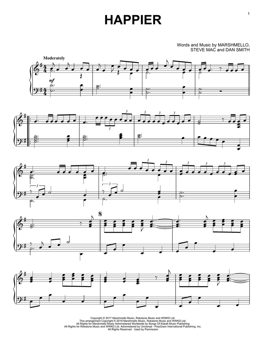 Happier Piano Solo scores gallery preview page 1