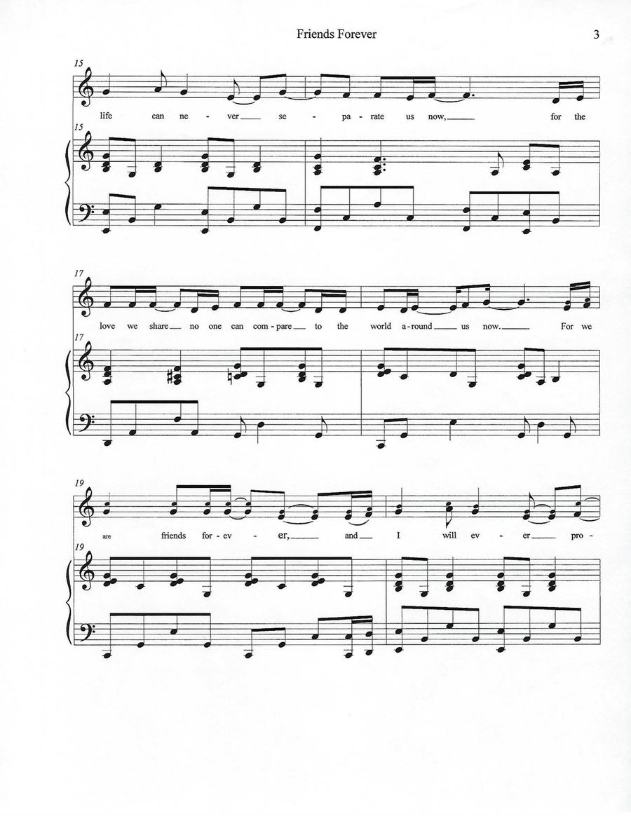 Friends Forever Piano, Vocal scores gallery preview page 3