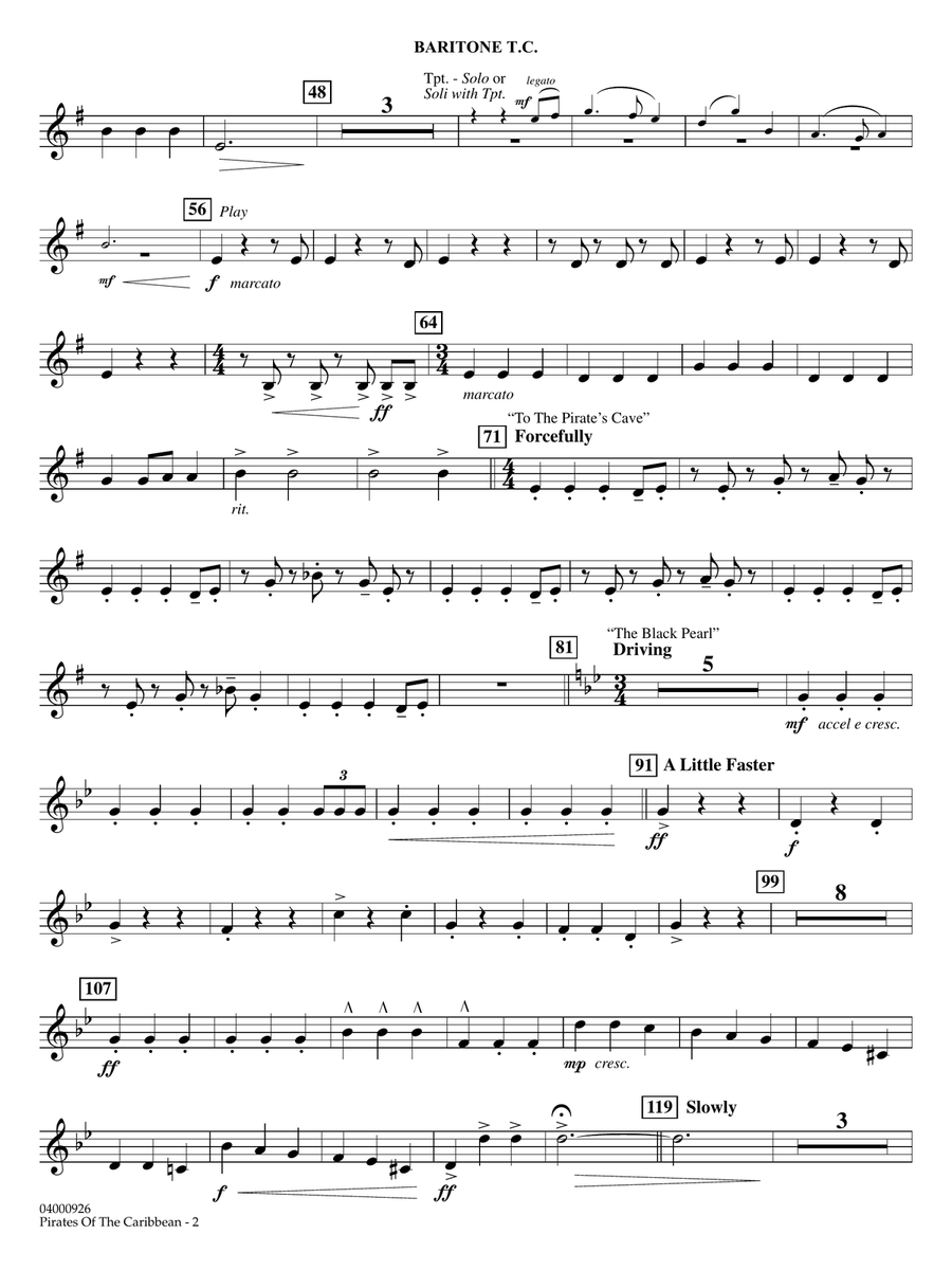Pirates of the Caribbean (Soundtrack Highlights) (arr. Ted Ricketts) - Baritone T.C. Concert Band scores gallery preview page 2