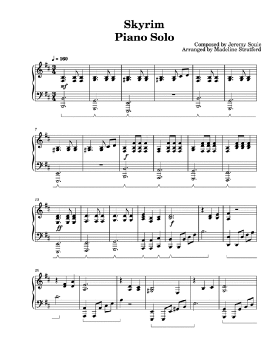 Dragonborn (skyrim Theme) Piano Solo scores gallery preview page 2