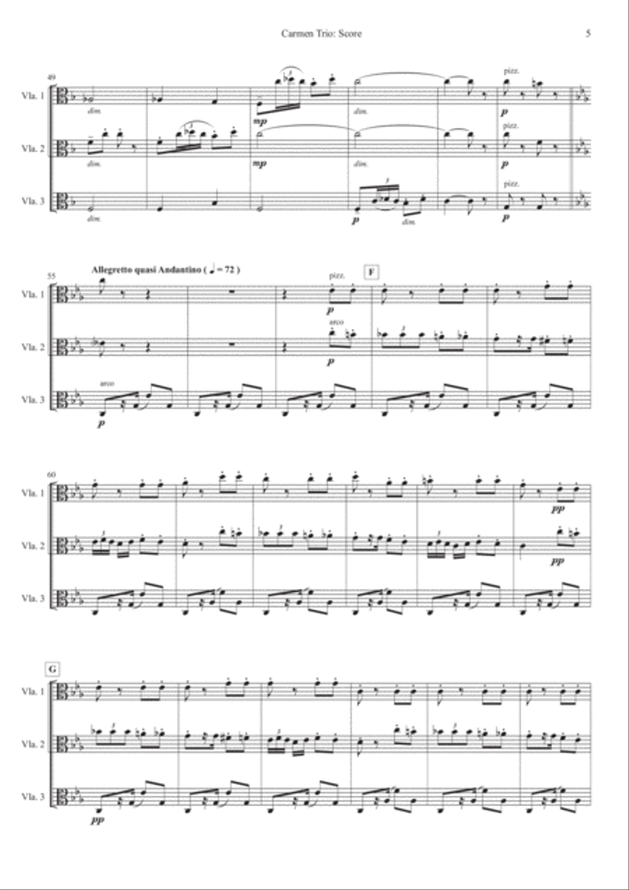 Carmen: 2 Pieces for Viola Trio String Trio scores gallery preview page 5
