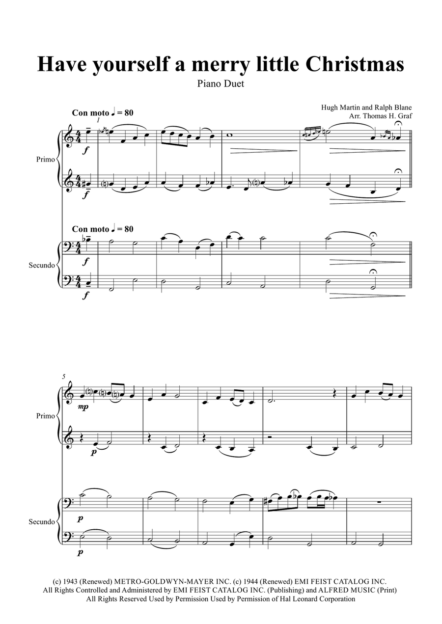 Have Yourself A Merry Little Christmas from MEET ME IN ST. LOUIS 2 Pianos, 4-Hands scores gallery preview page 1