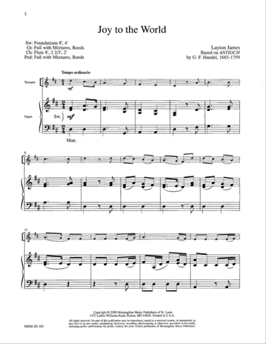 Two Festive Christmas Settings for Trumpet and Organ Trumpet scores gallery preview page 1