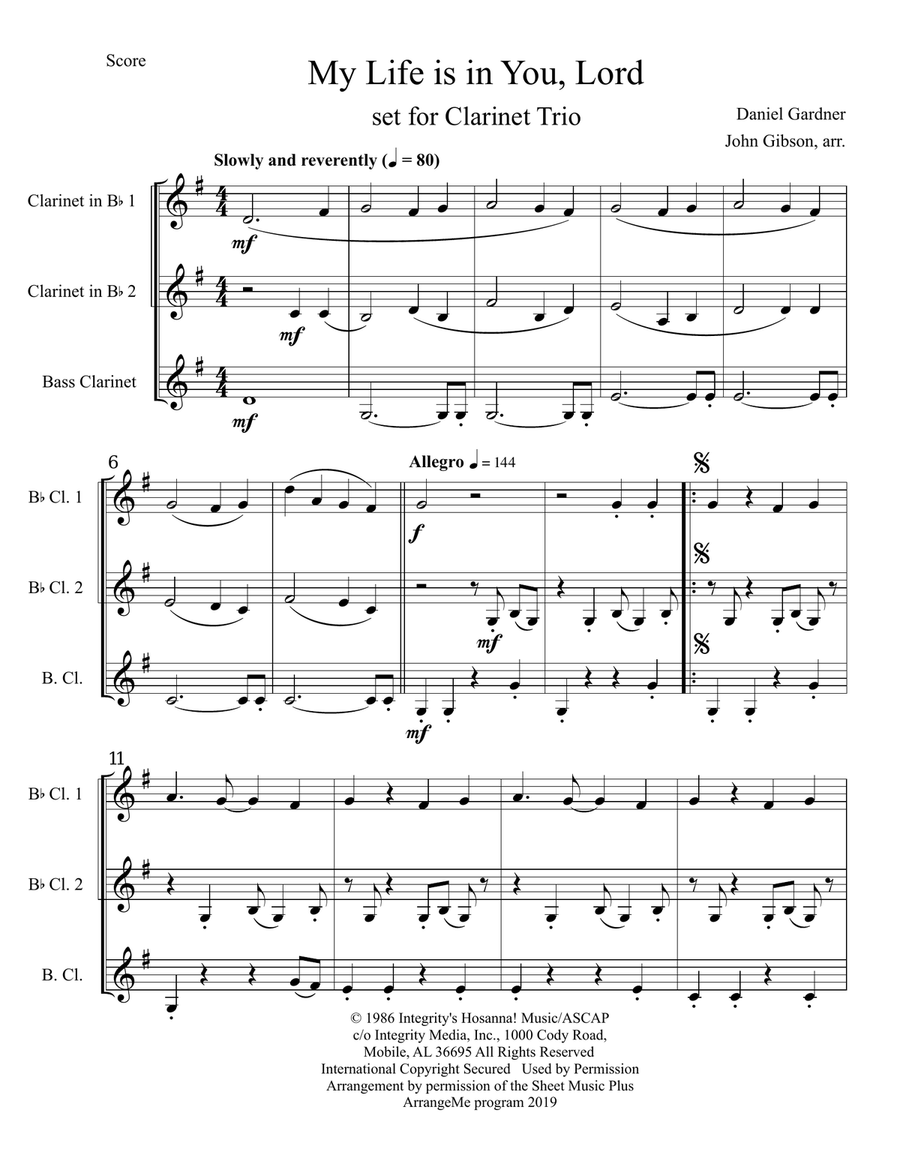 My Life Is In You Lord Woodwind Trio scores gallery preview page 2