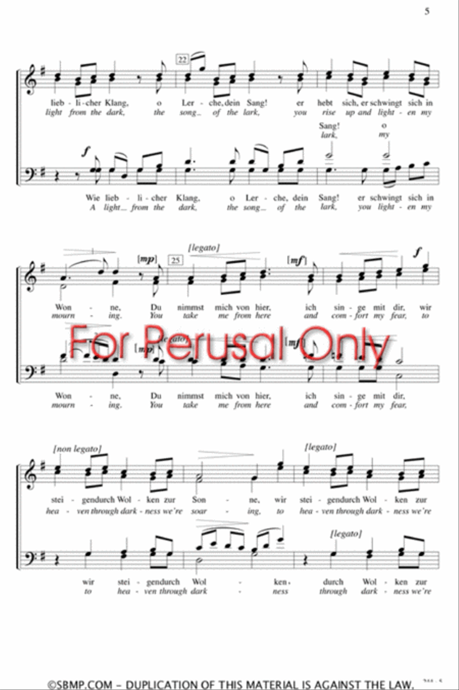 The Lark (Lerchengesang) - SATB Octavo 4-Part scores gallery preview page 4