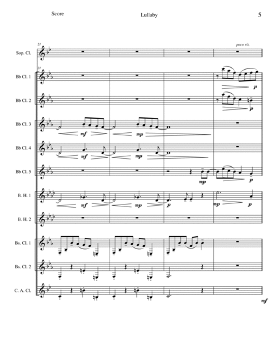 Lullaby (for String Quartet) Clarinet Choir scores gallery preview page 5