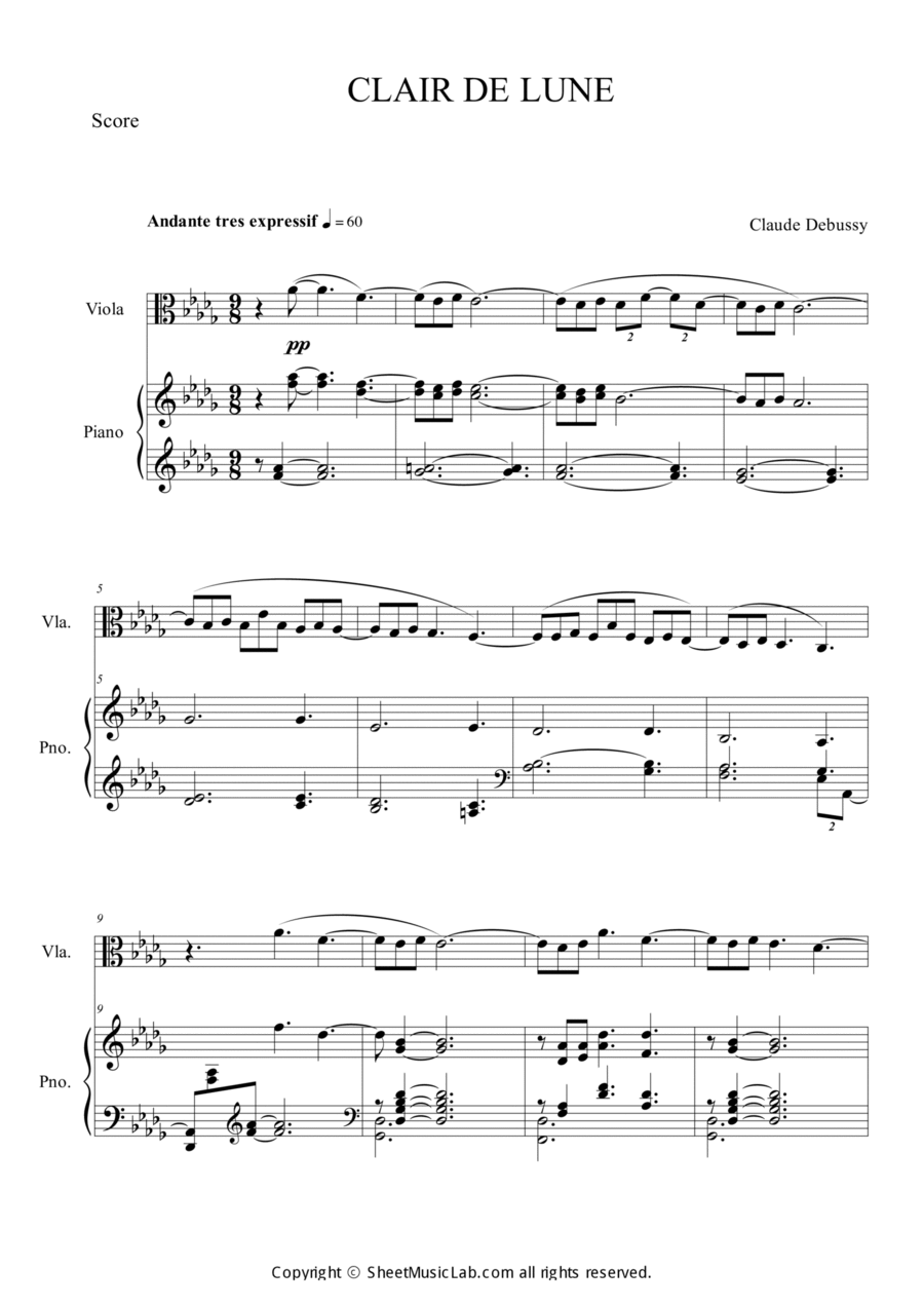 Clair de Lune Clair de Lune Viola scores gallery preview page 1