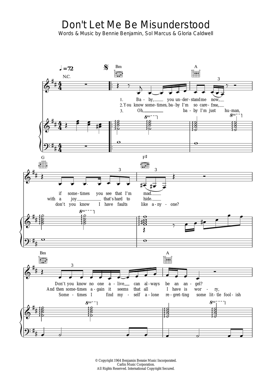 Don't Let Me Be Misunderstood Guitar scores gallery preview page 1