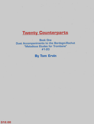Book cover for Twenty Counterparts Book 1 Duet Accompaniments to Bordogni Etudes 1-20