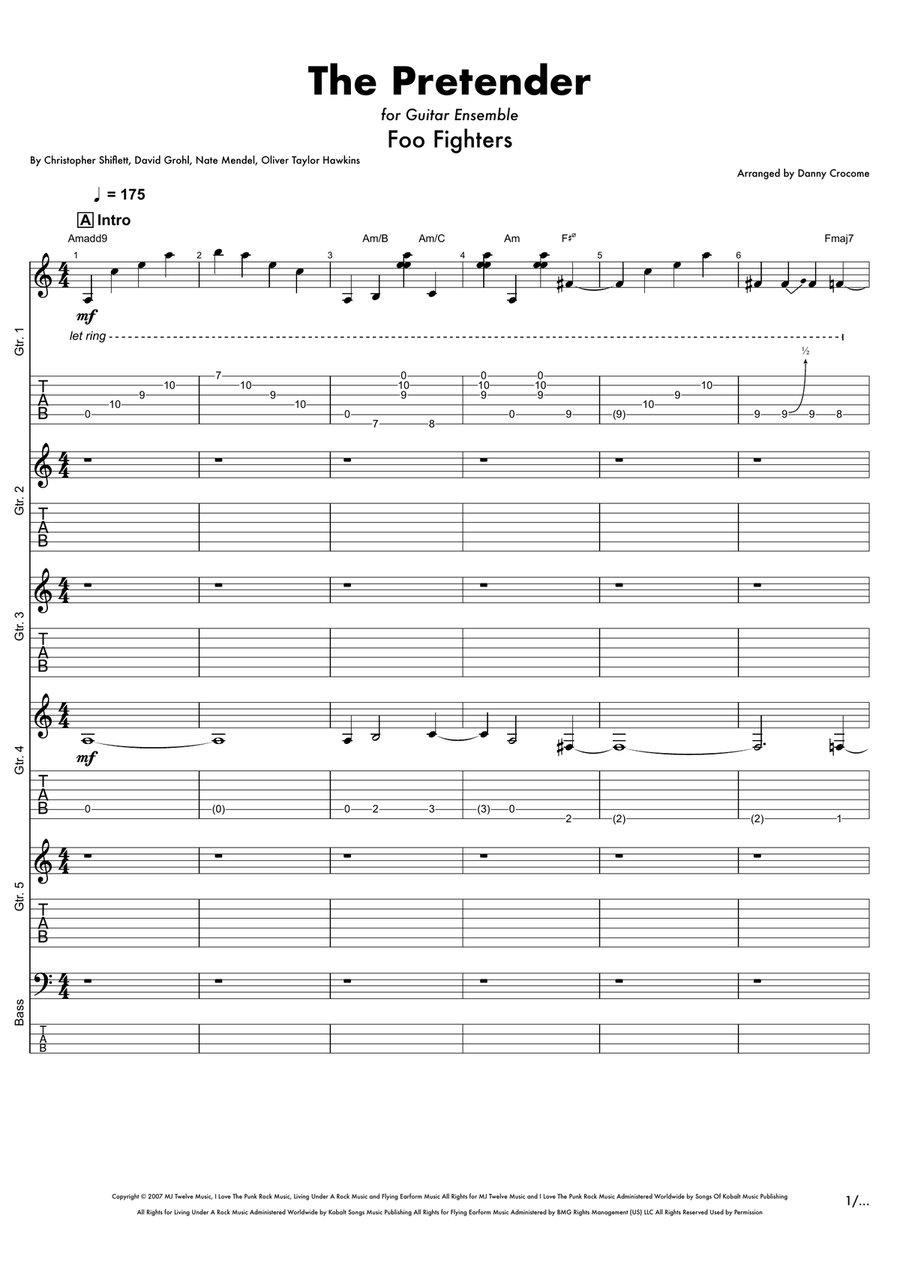 The Pretender Guitar Ensemble scores gallery preview page 1