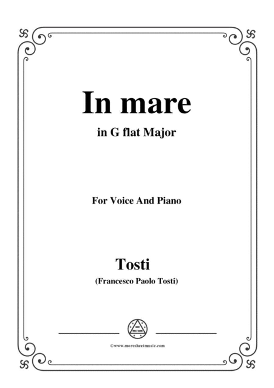 Tosti-In Mare in G flat Major,for Voice and Piano Voice Solo scores gallery preview page 1