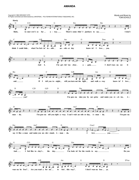 Amanda by Boston Piano - Digital Sheet Music