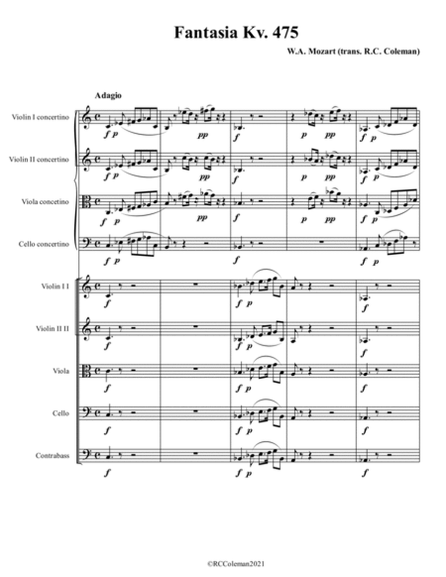 Mozart Fantasia kv. 475 for String orchestra image number null